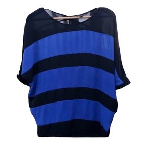Rock & Republic Shirt Striped Sheer Sz. XS Blue Black